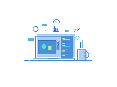 Floating UI design flat icon illustration sketch