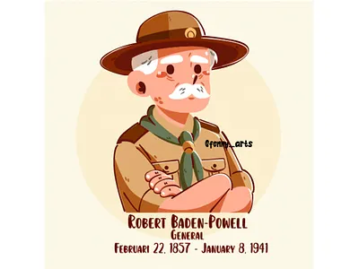 Lord Baden Powell Icon Elements Illustration adventure british cartoon character community decoration education element history icon leader man outdoor people person portrait scout scouting uniform vintage