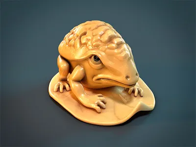 Frog on a lily pad cinema4d netsuke zbrush