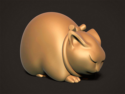 Sleeping Cat cinema4d netsuke zbrush