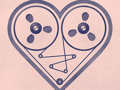 Love detroit halftone heart motown reel to reel valentines