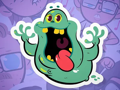 Slimer sticker character design ghostbusters illustration slimer sticker