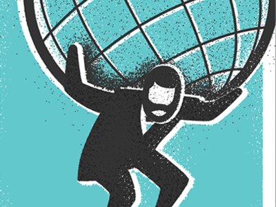 World on Our Shoulders atlas brush design globe illustration retro stroke texture