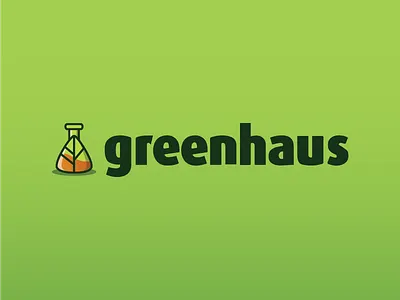 Greenhaus Logo beaker bottle branding club greenhouse identity leaf logo mark science