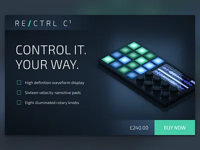 RE/CTRL - Product Mockup 3d branding club dj futuristic music product design ui ux design web design