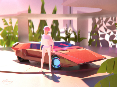 New futurism arnold c4d car futurism lowpoly