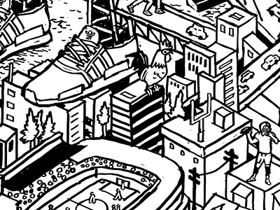 Mural Sketch Crop 1 adidas drawing illustration isometric mural portland shoes sketch stadium