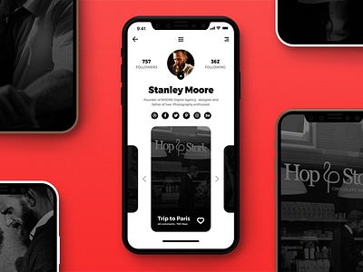 User profile screen daily iphone media minimal minimalistic profile screen social ui user