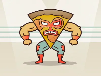 Pizza Libre character food fight illustration illustrator luchador nacho libre pizza vector wrestler