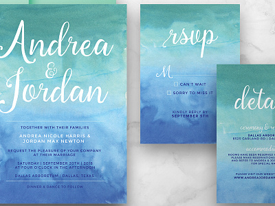 Wedding Invitation / Watercolor Ombre Theme etsy etsy shop invitation ombre watercolor wedding