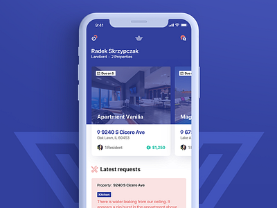 Landlord dashboard app dashboard interface iphone landlord property rent renter ui ux