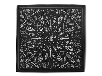 The Suffers' Bandana Design astronauts funk guitars houston illustration instruments linework music soul tacos texas thesuffers