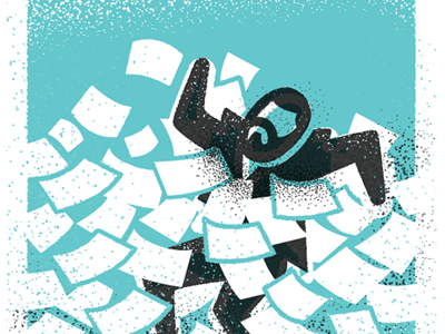 Drowning in Paperwork blog design illustration paper retro swim texture work