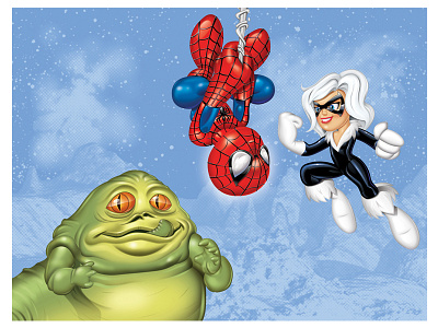 Hasbro Mini's Toy Illustrations black cat characters hasbro toys jabba the hutt marvel marvel comics science fiction spider man star star wars super hero wars