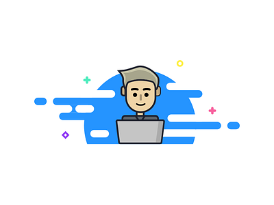 Employee Icon blue circle cross engineer flat icon illustration