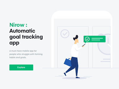 Automatic tracking app app done goal habit illustration productivity run phone