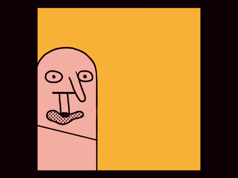 Endless Loop animation cel exaggeration eyes face gif left loop man right smoke square