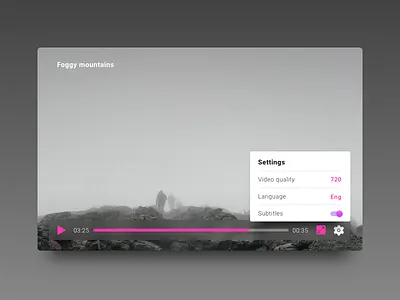 Settings for video player Dailyui 007 challenge dailyui dailyui100 mobile tablet video player