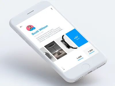 Profile Screen - iOS app app clean designer gallery ios mobile profile sketch space ui user white