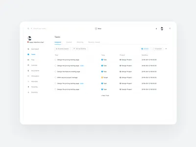 My Dashboard Concept - TASKS dashboard list projects task tasks