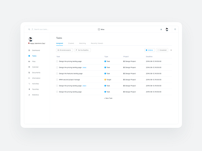 My Dashboard Concept - TASKS dashboard list projects task tasks
