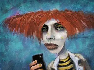 Cell Phone Sally cartoon digital hair mobile phone red