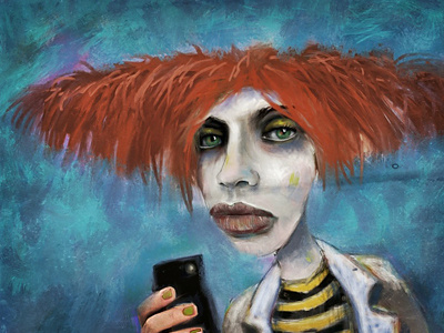 Cell Phone Sally cartoon digital hair mobile phone red