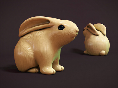 Bunny netsuke bunny cinema4d netsuke rabbit zbrush