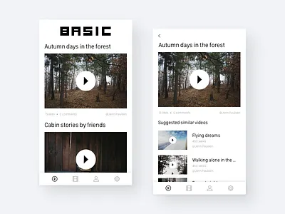 Basic - a video app design pitch app copenhagen design list mobile app pitch player video videoplayer