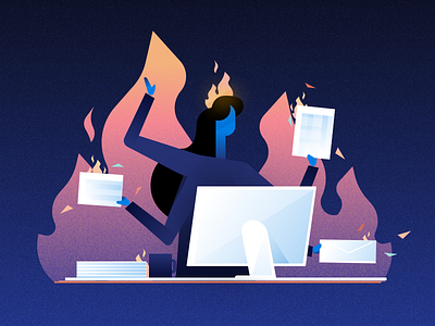 🤯Burn Out 🔥 blog editorial illustration