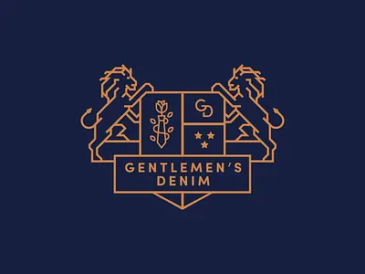 Gentlemen's Denim badge branding crest denim identity lion logo logo design monogram shield type typography