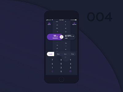 Unit converter daily ui dark day 004 ios