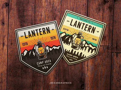 Camping Area Vintage Patches adventure badge brand camping hiking icon illustration lantern logo patch retro design vintage design