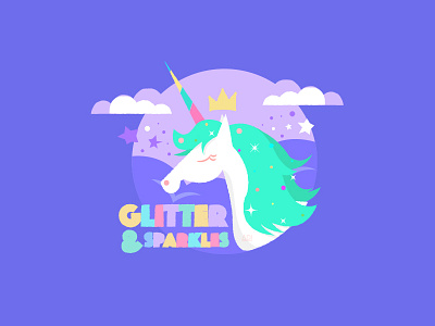 Glitter & Sparkles clouds colourful crown cute glitter green pastel purple rainbow stars unicorn