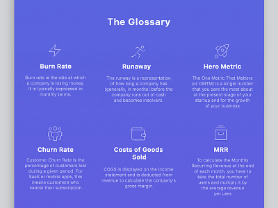 Infographic - The Glossary dashboard glossary icon icons infographic metrics stages startup