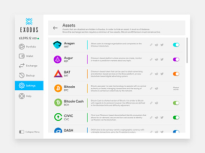 Exodus Light Theme (Concept) bitcoin concept crypto design ethereum prototype ui ux wallet