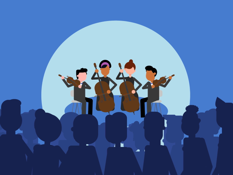 Orchestra animated icon animation cello explainer video icon infographic orchestra vector graphic violin