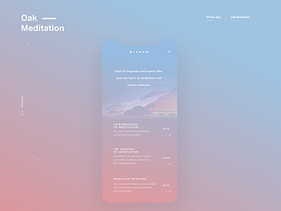 Oak Meditation - Part 5 breathing iphone8 iphonex meditation mobile ui oak ui ui design user interface ux zen