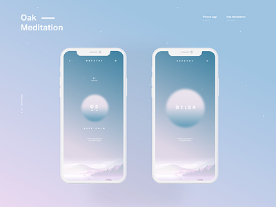 Oak Meditation - Part 4 breathing iphone8 iphonex meditation mobile ui oak ui ui design user interface ux zen