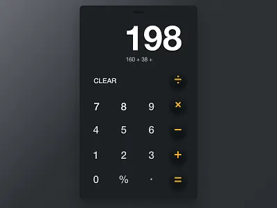 Calc iPhone App black calc clean dark interface ios minimal ui ux white