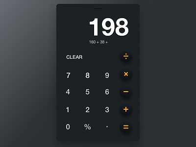 Calc iPhone App black calc clean dark interface ios minimal ui ux white