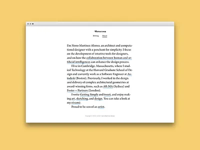 About about bio biography clean description portfolio simple site web website