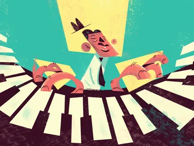 Jazz blues design illustration jazz music piano