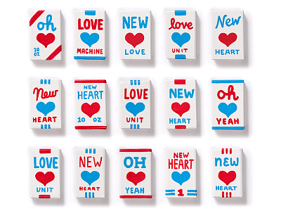 New Heart Boxes - batch 4 handdrawn illustration lettering