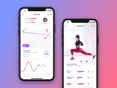 Fitness colorful fitness line ui