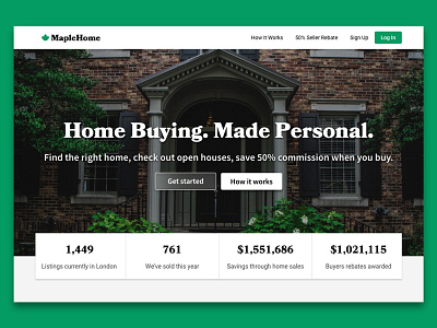 MapleHome real estate homepage banner hero home house maple realtor serif ui