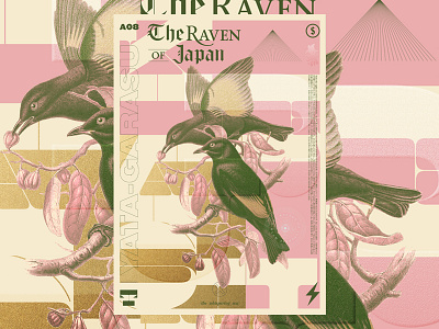 Raven bird color flower gradient graphic japan number poster raven tipography vector