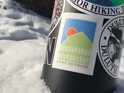 Stay Outside sticker adventure badge decal design icon laminate mountain outdoors sticker vinyl