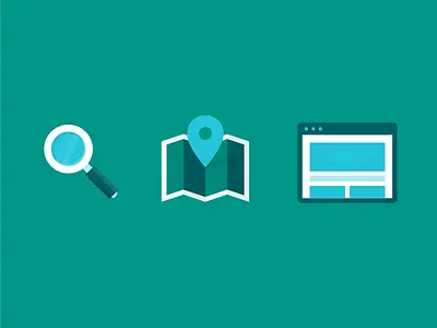 Search + Maps + Website blue google green icons illustration maps search site website