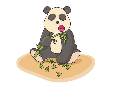 Panda art character eating glutton illustration panda